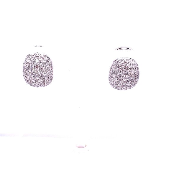 18K Solid White Gold Pave Diamond Earrings (3.08 CTW) - Picture 3 of 4